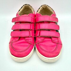 Old Soles Pink Velcro Sneakers w/ Leopard trim and silver/black/leopard stripes